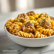 BBQ Ranch Meatball Cheddar Pasta Skillet: Cheesy