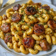 One Skillet Spicy Honey BBQ Sausage Pasta: Hearty