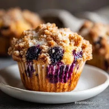 Blueberry Crumb Muffins with Streusel Topping Recipe Card