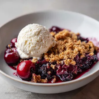 Cherry Crisp Recipe with Oat Topping for 8 Recipe Card