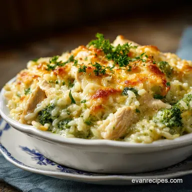 Chicken Broccoli Rice Casserole for 6 Servings Recipe Card