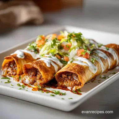 Beef Chimichangas: Crispy Beef and Cheese Recipe in 35 Minutes Recipe Card
