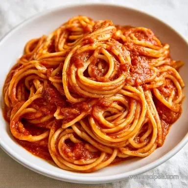 Pasta with Tomato Sauce in 20 Minutes Recipe Card
