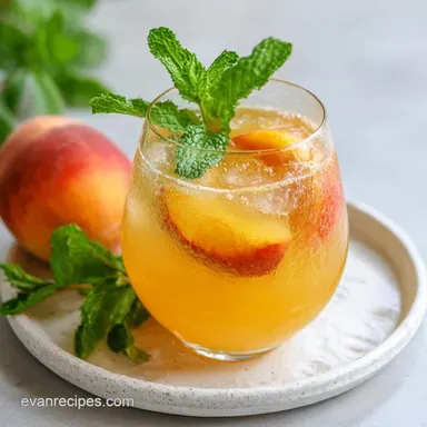 Sweet Tart Peach Lemonade with Fresh Mint For Summer Recipe Card