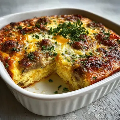 Sausage and Egg Breakfast Casserole for 8 Recipe Card