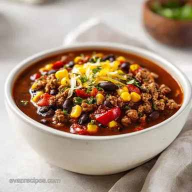 Taco Soup Crock Pot Recipe for 8 Servings Recipe Card