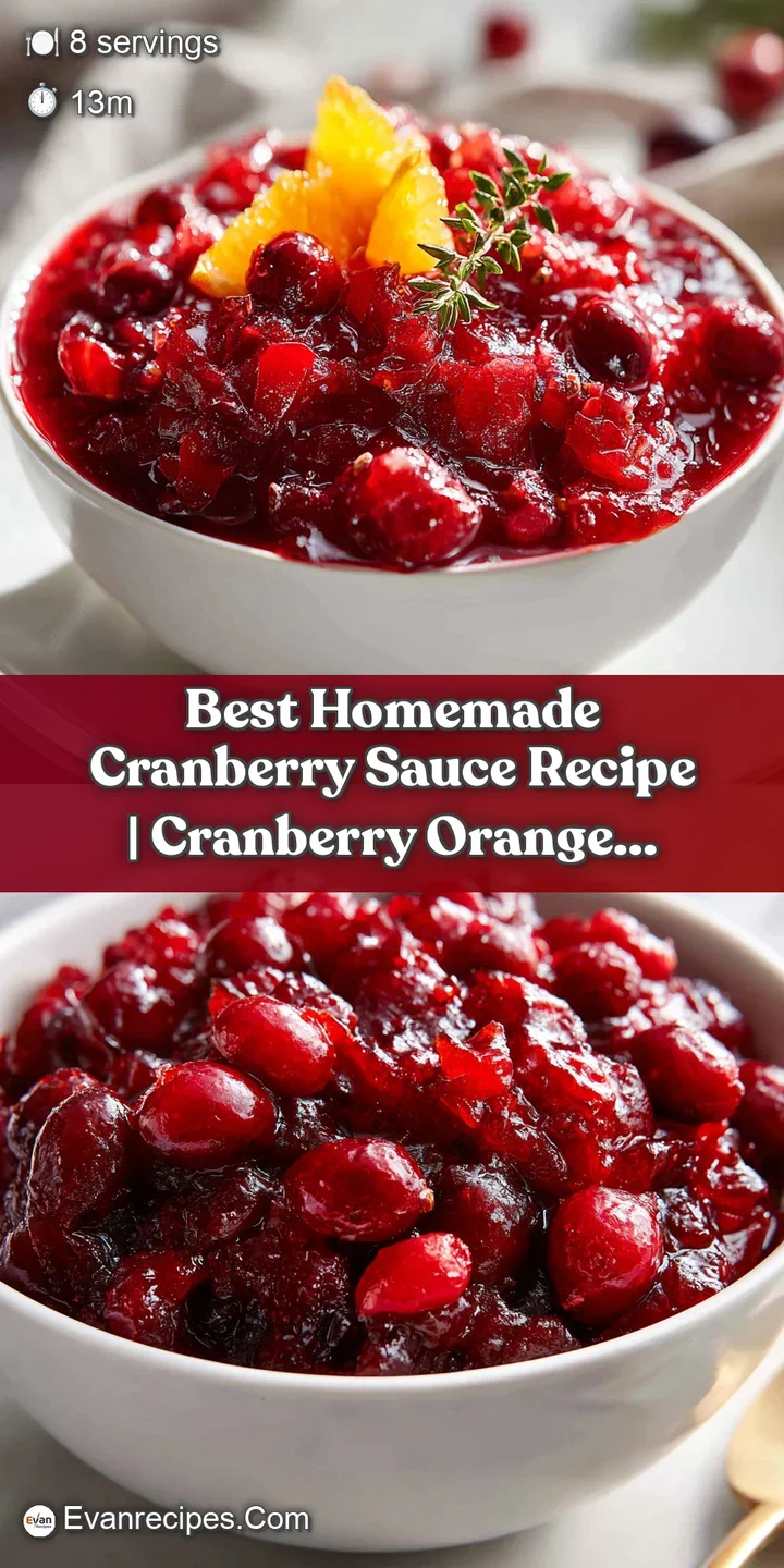 Close-up of plump, glistening cranberries in a warm, chunky sauce with bright flecks of orange zest.