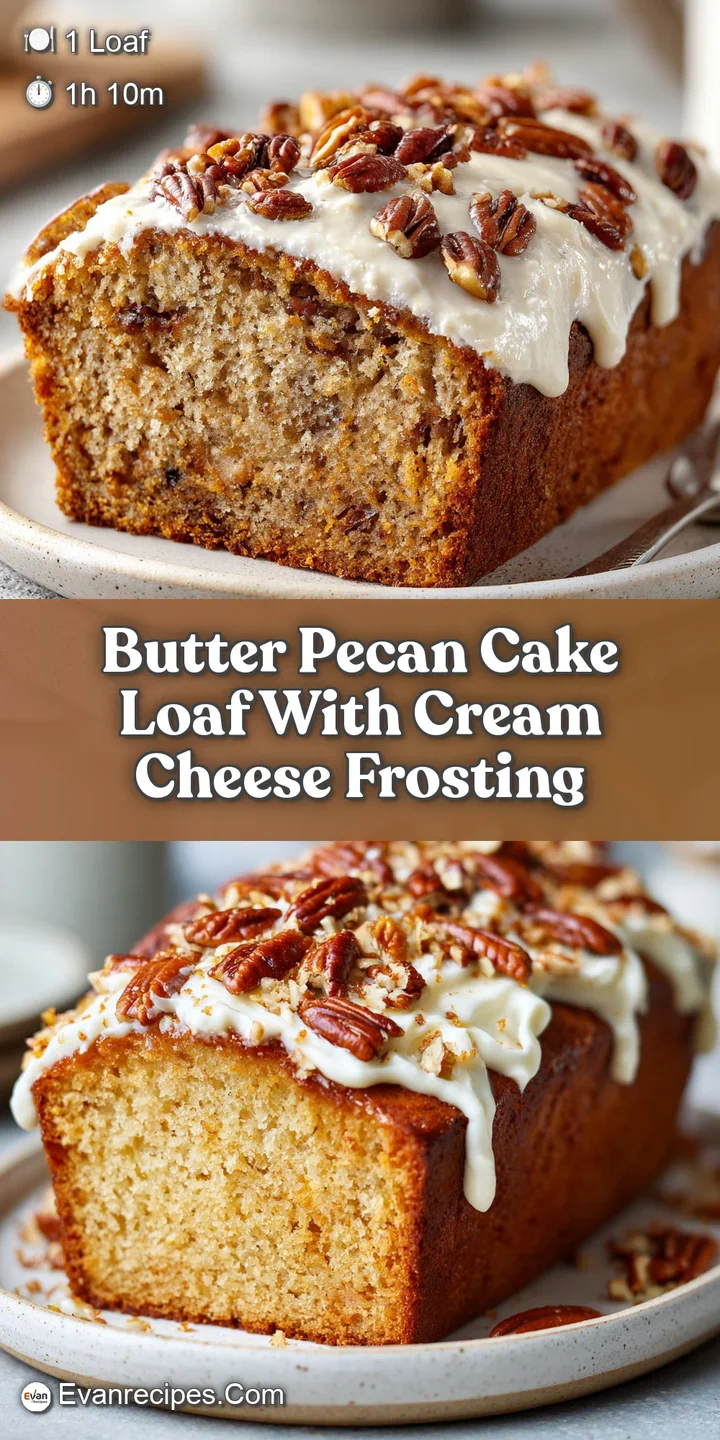 Close-up view of butter pecan cake: rich, buttery crumb, luscious frosting, and crunchy pecans, showing the delicious detail.