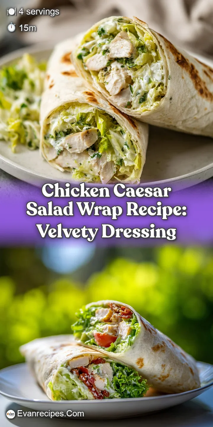 Close-up of a chicken Caesar wrap showing juicy chicken, crisp romaine lettuce, and creamy Caesar dressing spilling out.