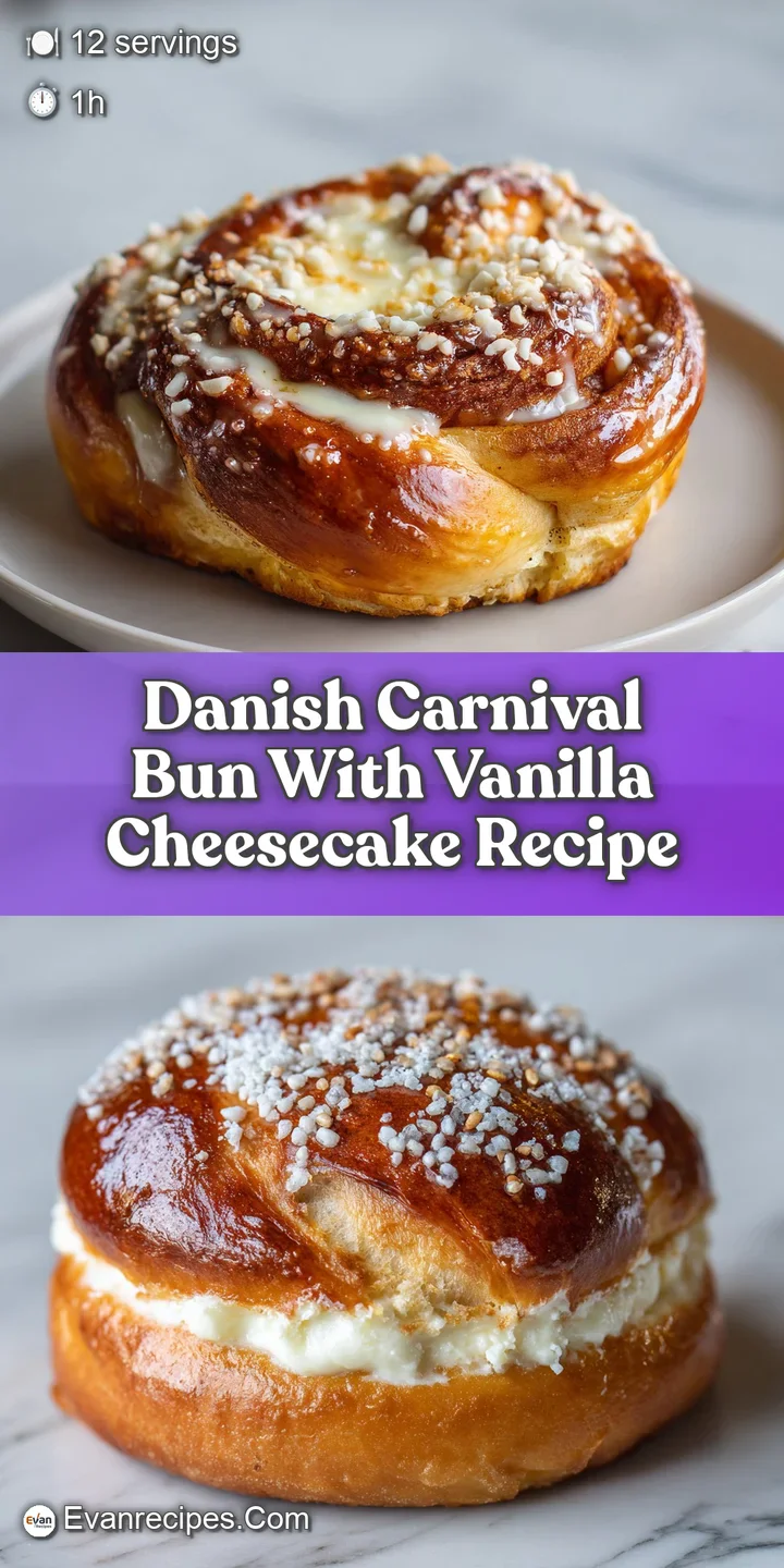 Close-up of a glossy Danish bun, its golden crust glistening with sugar, hinting at the sweet, tangy cheesecake filling in...