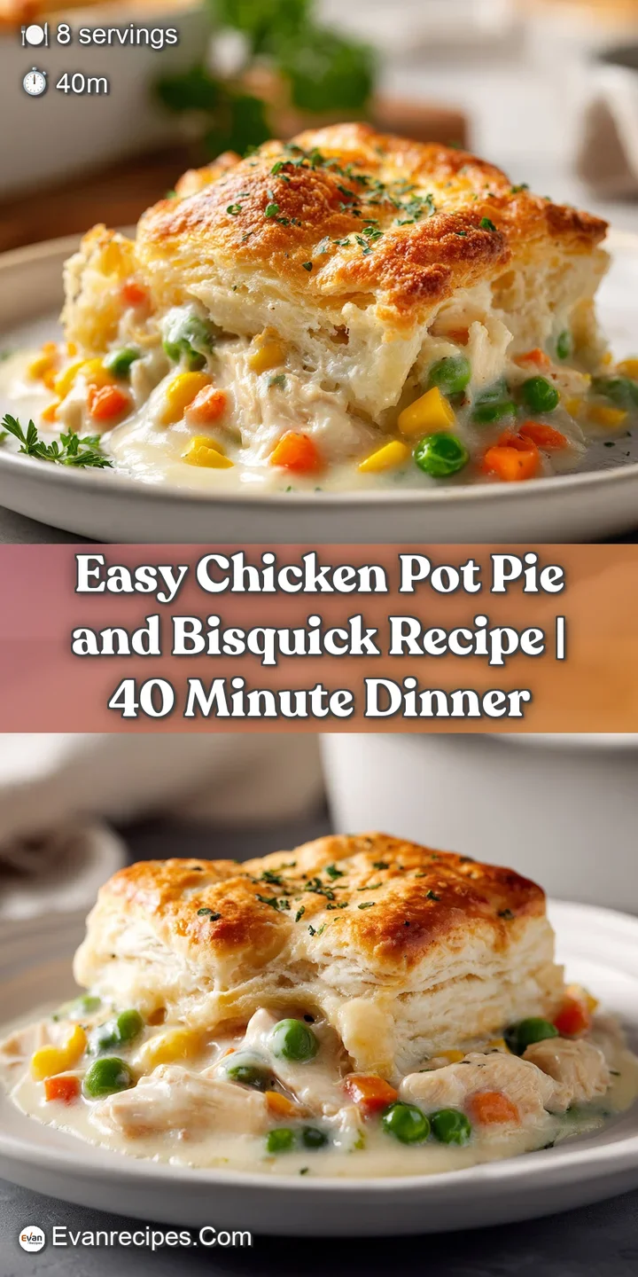 Close-up of chicken pot pie: Flaky, buttery crust with herbs baked in, covering a bubbling filling of tender chicken and v...