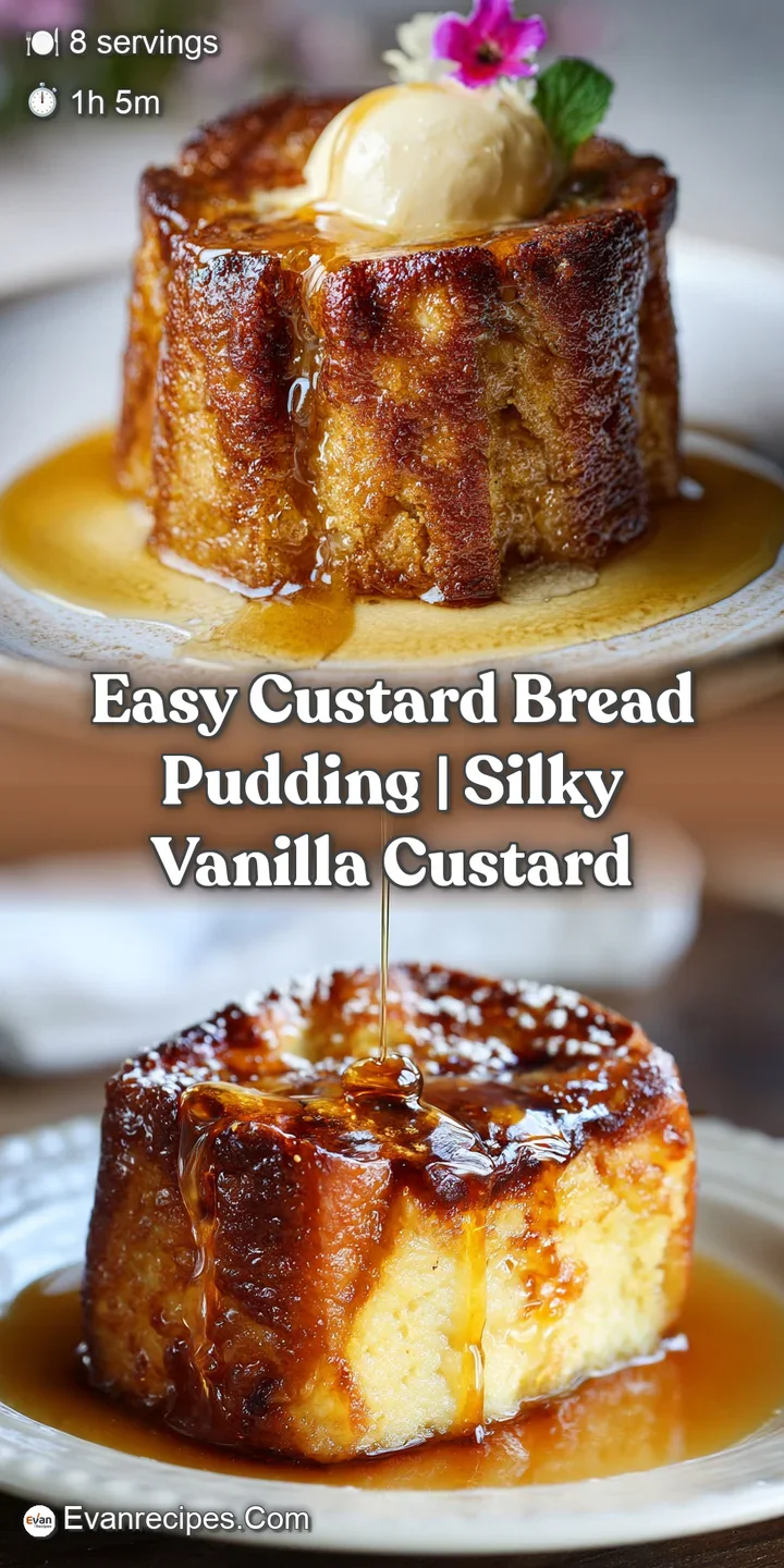 Close-up of bread pudding, showcasing the soft, moist texture with golden-brown crust. Warm steam rises from the delicious...