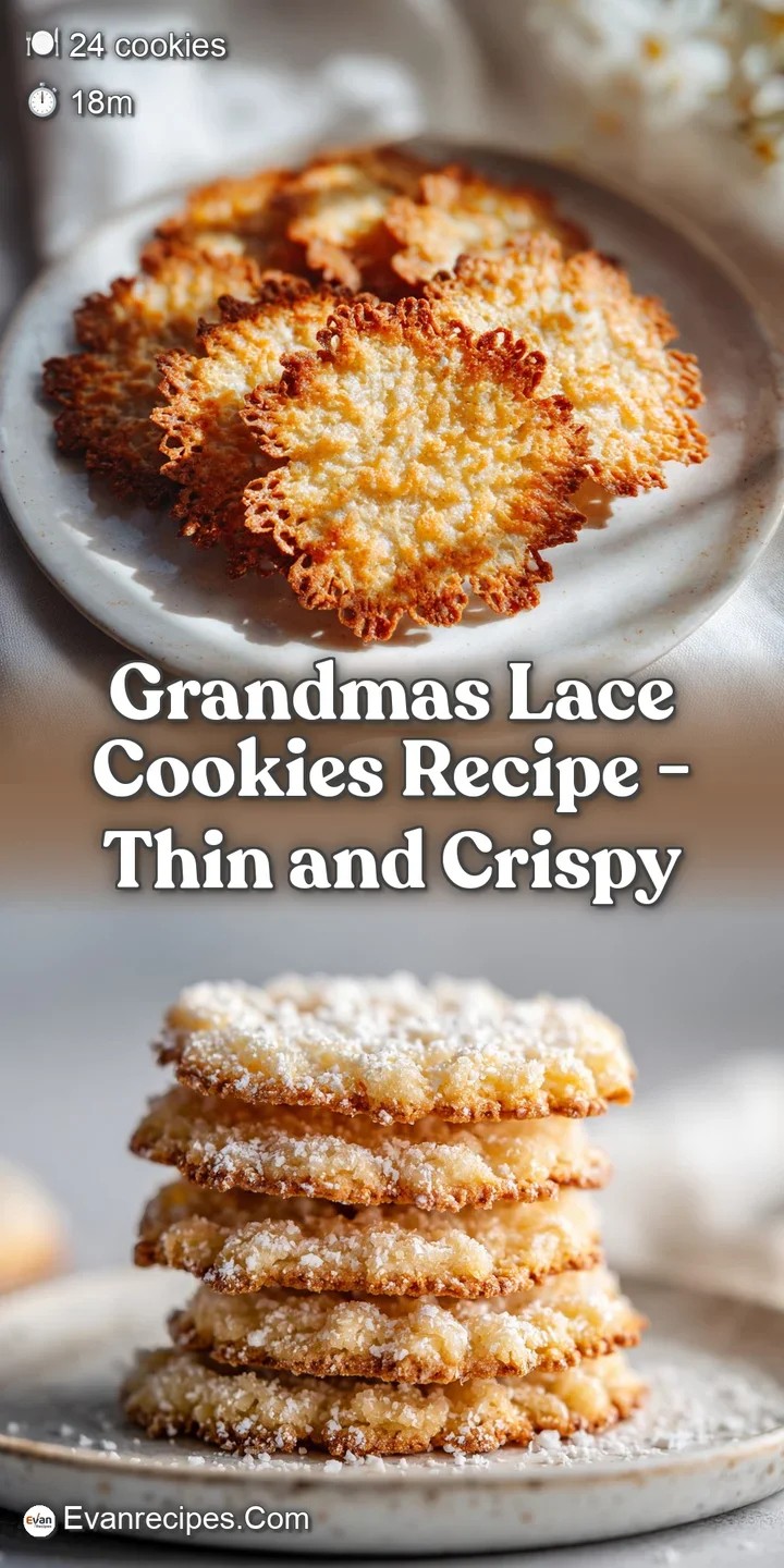 Close-up of a translucent lace cookie, showcasing its delicate, caramelized texture and sugary details. Hints of crispness...