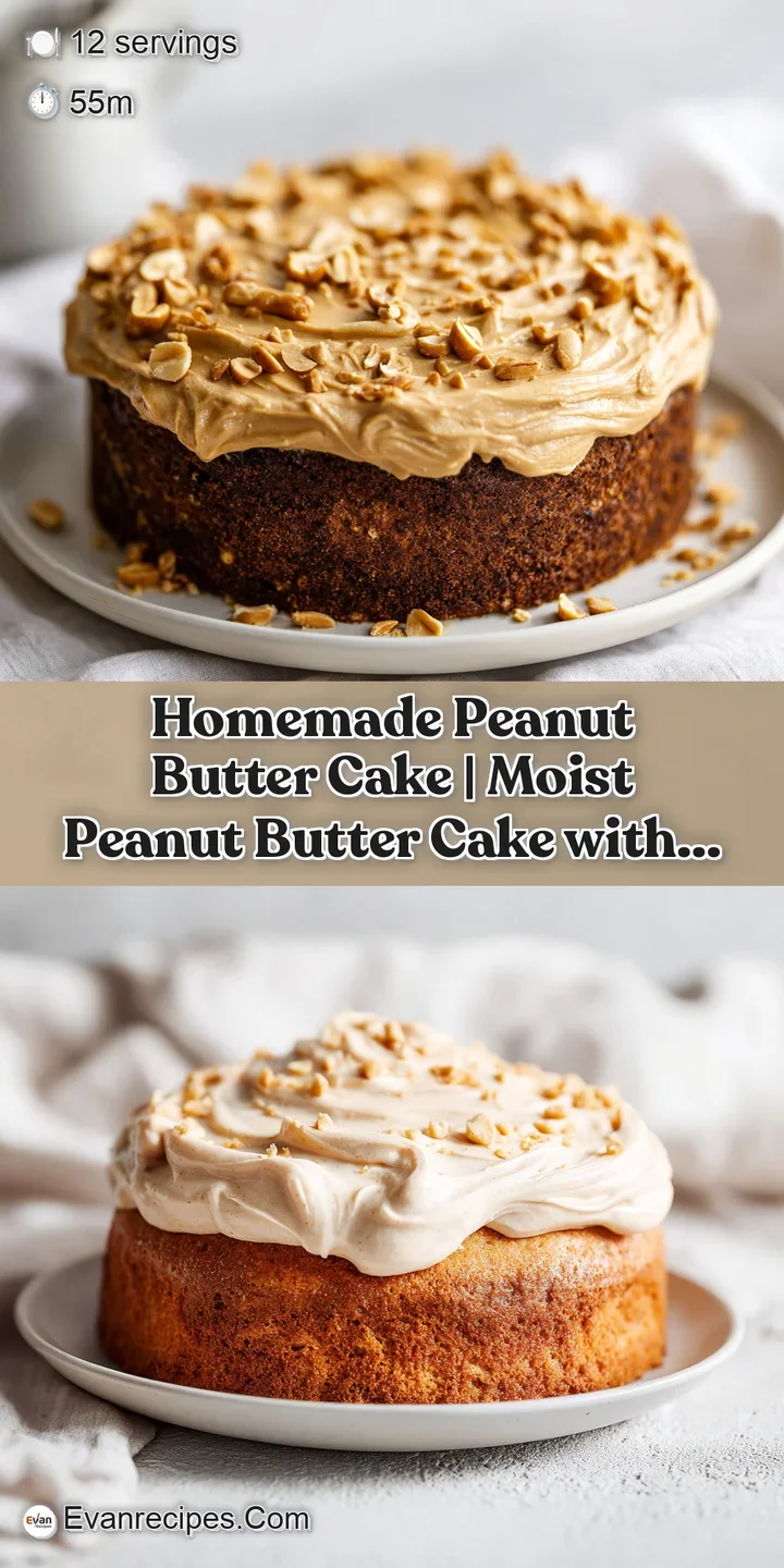 Close-up of fluffy peanut butter cake crumbs and glossy, luscious frosting texture.