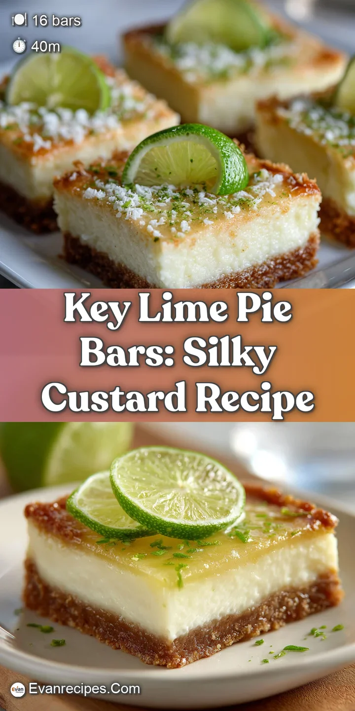 Close-up of a key lime bar showcasing its smooth, velvety texture. Tangy, pale green filling sits atop a crisp graham crac...