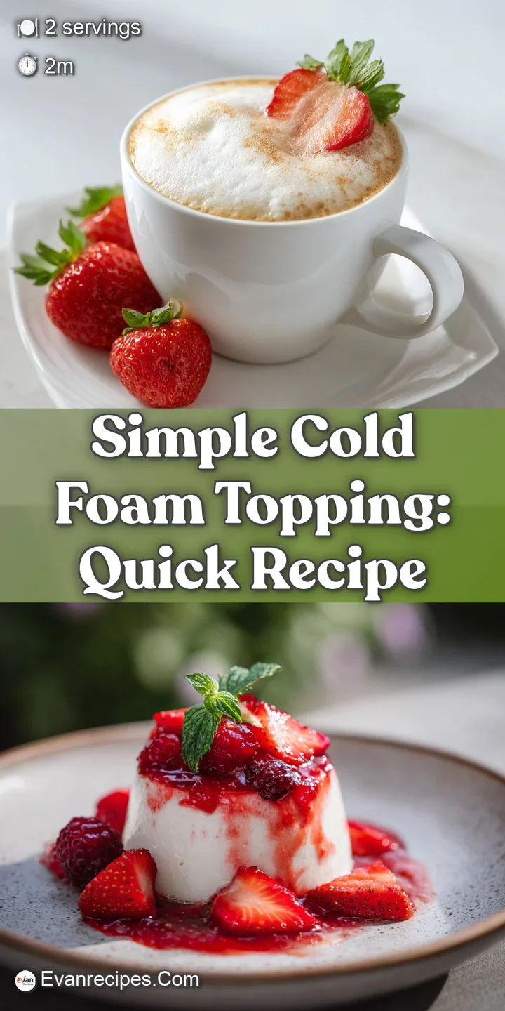 Close-up of velvety, white cold foam cascading down into the dark depths of a refreshing iced coffee drink.