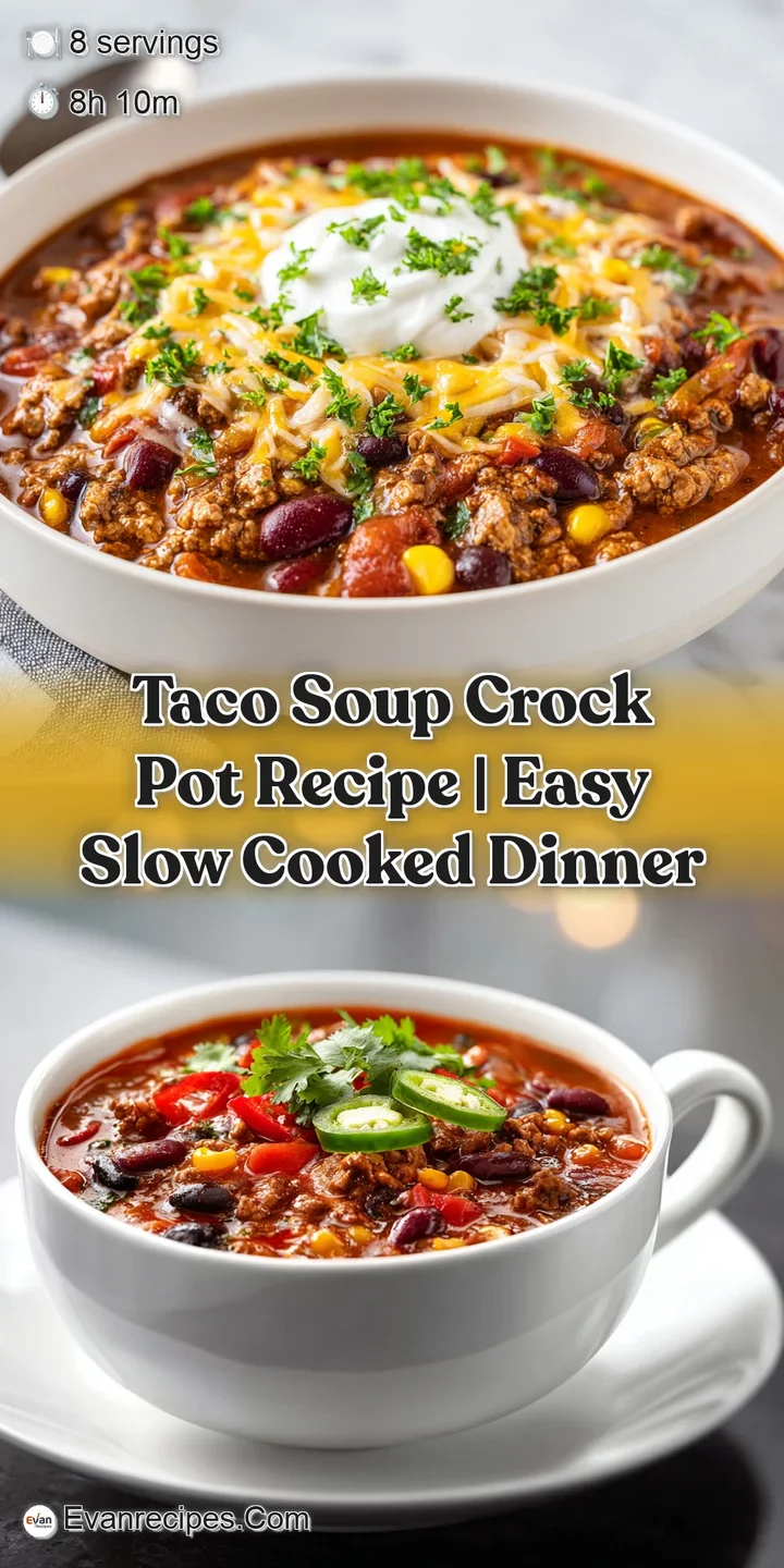 Close-up of rich taco soup showing textures of beef, beans, corn, and bright red tomatoes. Glistening with flavorful broth.