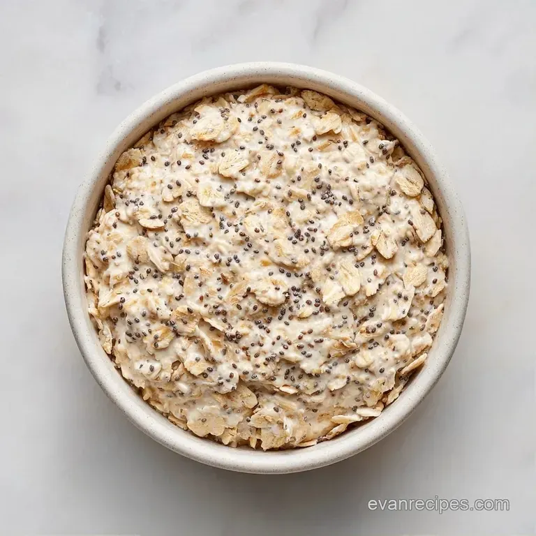 A sleek glass bowl filled with thick, creamy grains topped with honey drizzle and a sprig of fresh mint.