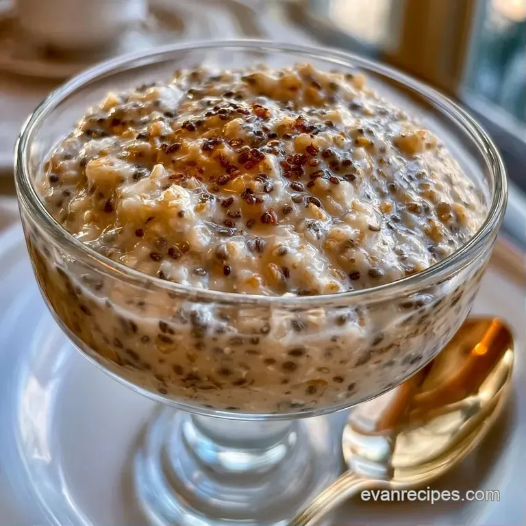 A clear glass mason jar filled with layers of thick white cream and textured grains, topped with vibrant red berries.