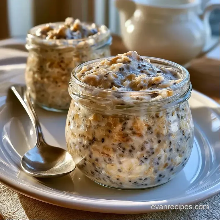 Clear glass jars filled with layered cream-colored oats, vibrant red raspberries, and toasted almond slivers.