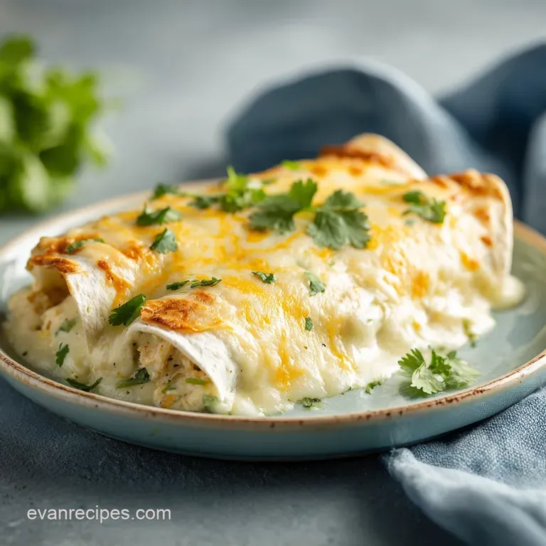 Two warm enchiladas oozing with queso, plated beautifully with vibrant pico de gallo and a dollop of cool sour cream.
