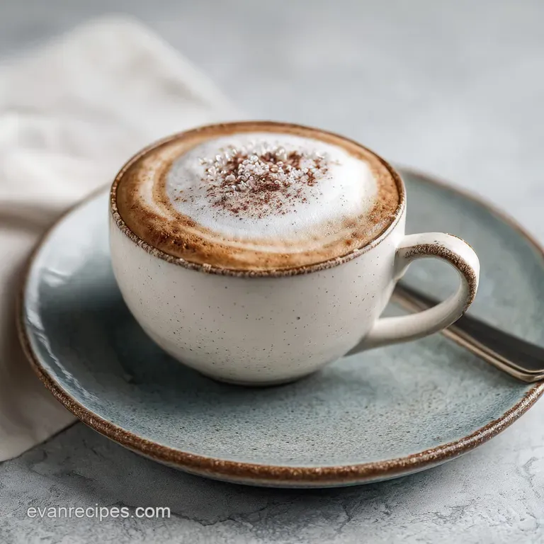 Tall glass of iced coffee topped with a thick layer of airy, white cold foam, condensation clinging to the glass.