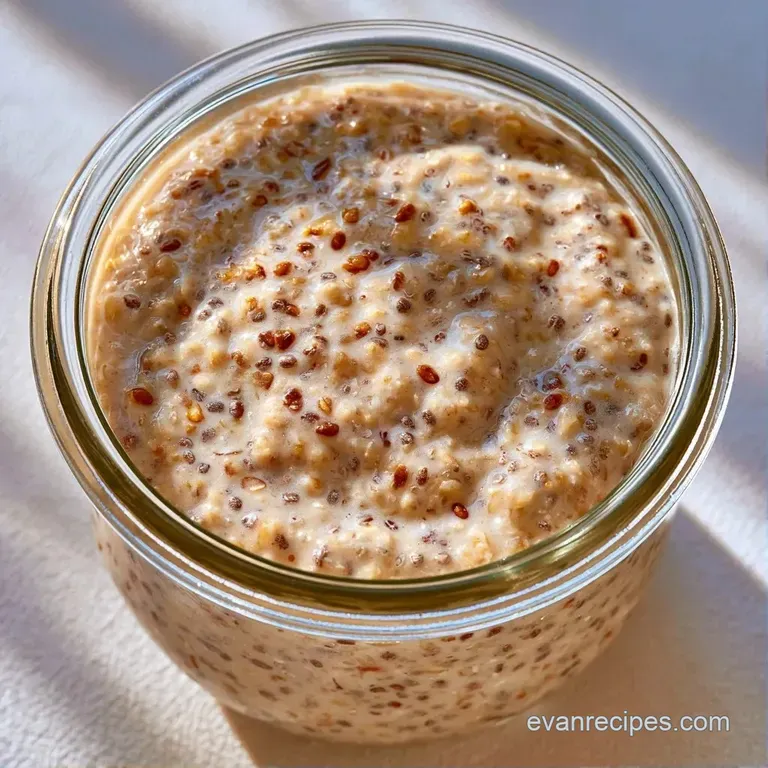Chilled white oats in a clear jar, layered with bright raspberries and a sprig of fresh mint on a rustic linen cloth.