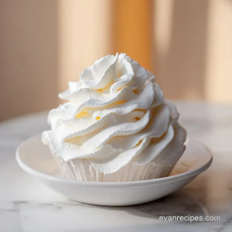 Elegant dessert plate featuring a slice of frosted cake, billows of whipped cream, dusted cocoa, and a scattering of fresh...