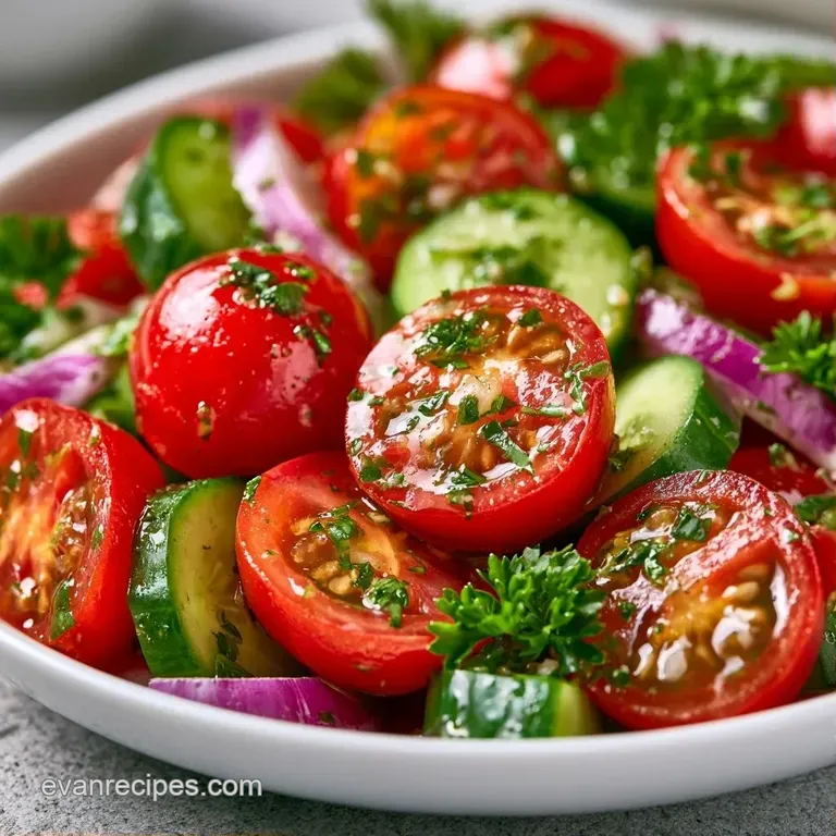 Colorful medley of diced vegetables in a white ceramic bowl, garnished with sprigs of fresh parsley and black pepper.