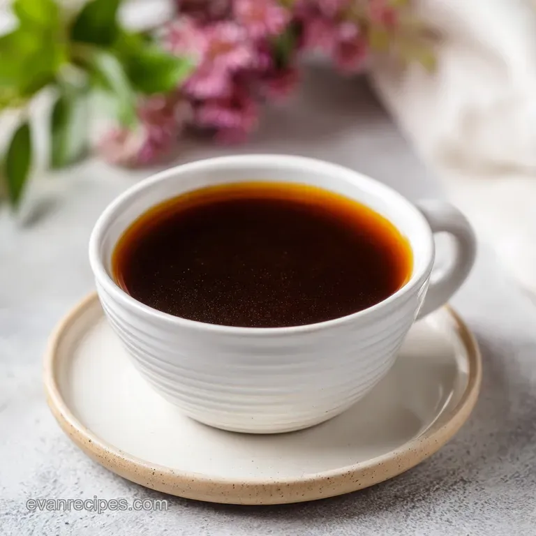 Elegant glass mug filled with a creamy coffee drink, topped with foamy milk and a drizzle of rich vanilla syrup.