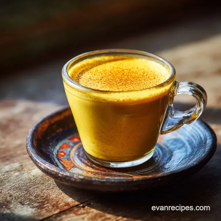 Golden milk poured into a delicate ceramic mug, garnished with star anise and cinnamon sticks. Elegant and soothing presen...